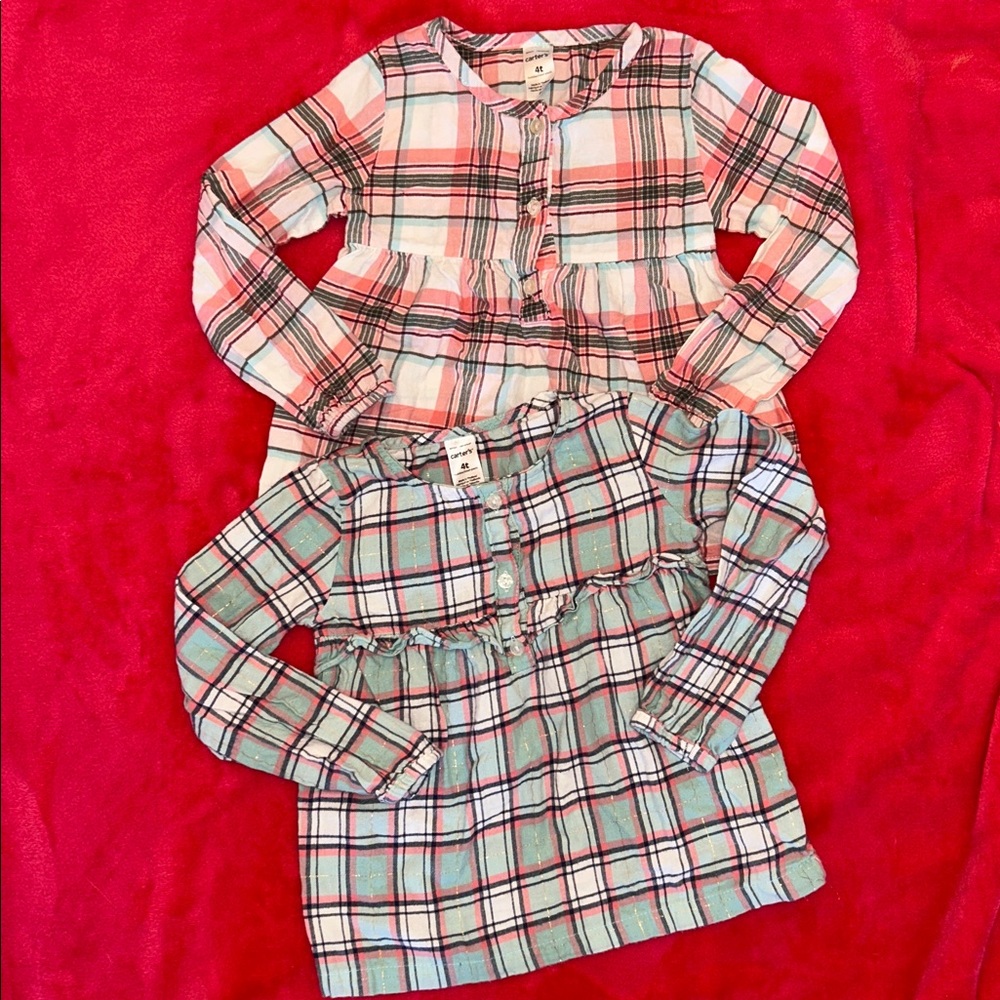 Pair of Carter’s Girls’ Plaid Tops